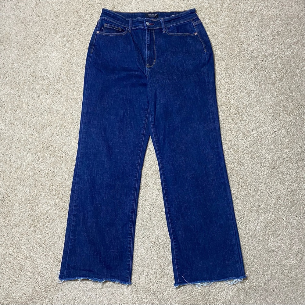 Judy Blue Sheila Straight Fit Curvy Dark Blue Denim Jeans Size 11 30 Rodeo Fall